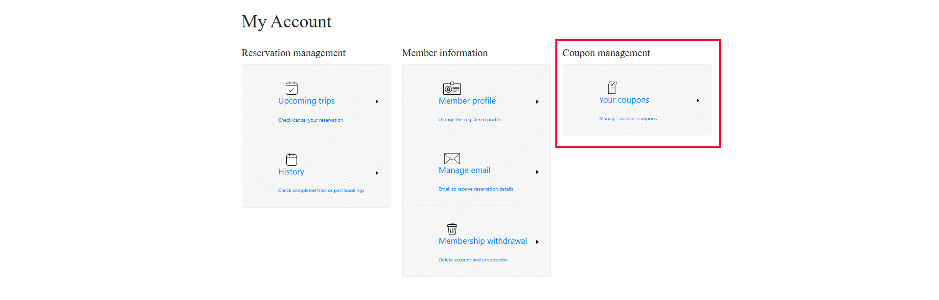 How do I check Coupons from my account?