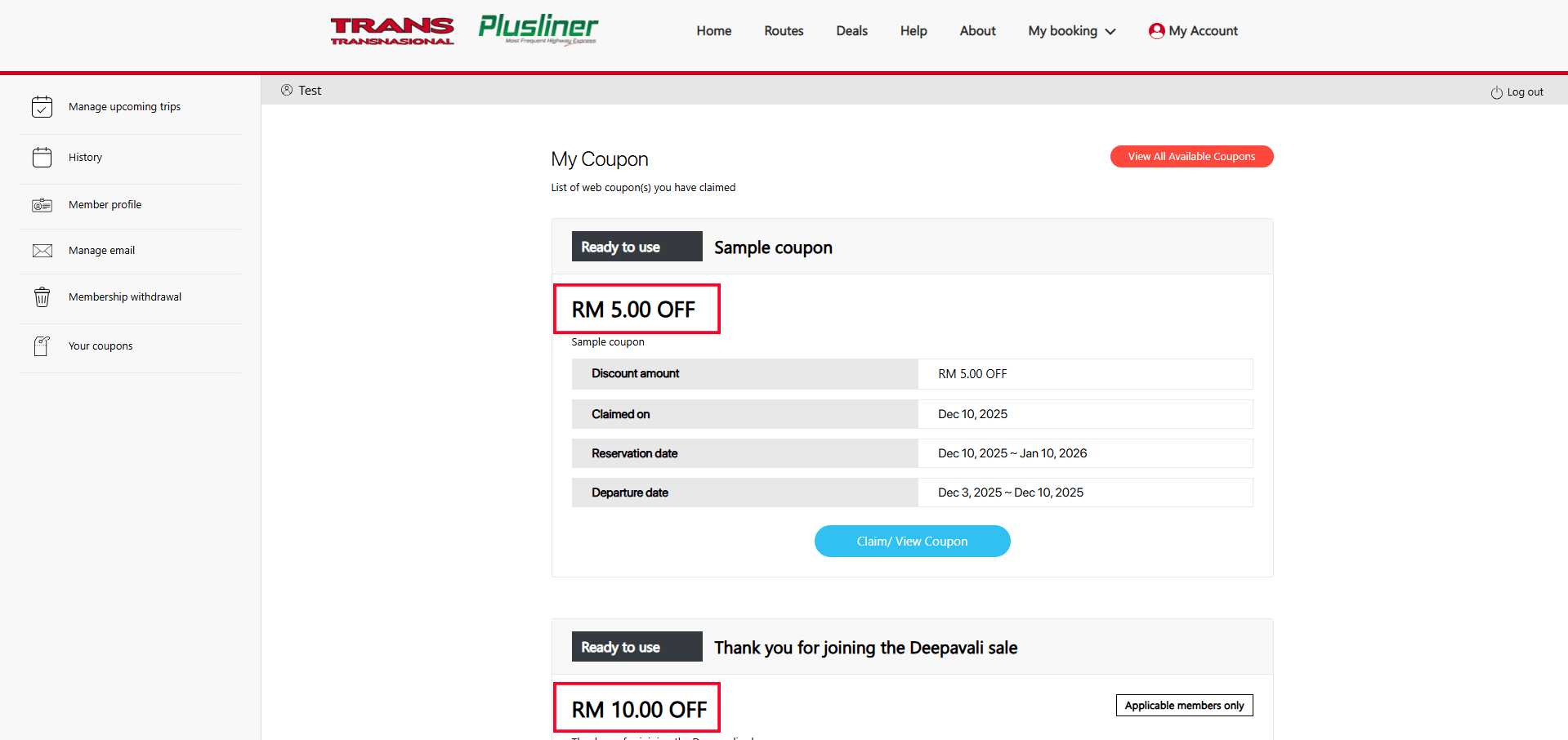 How do I check Coupons from my account?