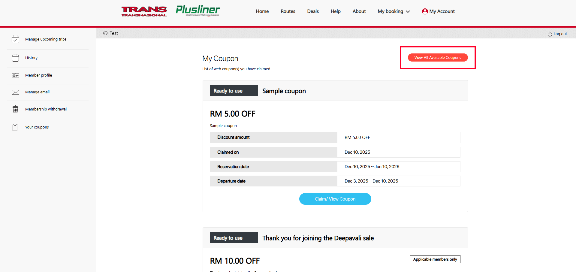 How do I check Coupons from my account?